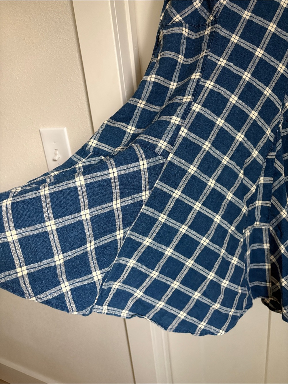 VTG Lauren Ralph Lauren Blue Patchwork Plaid Midi Skirt - Picture 6 of 15
